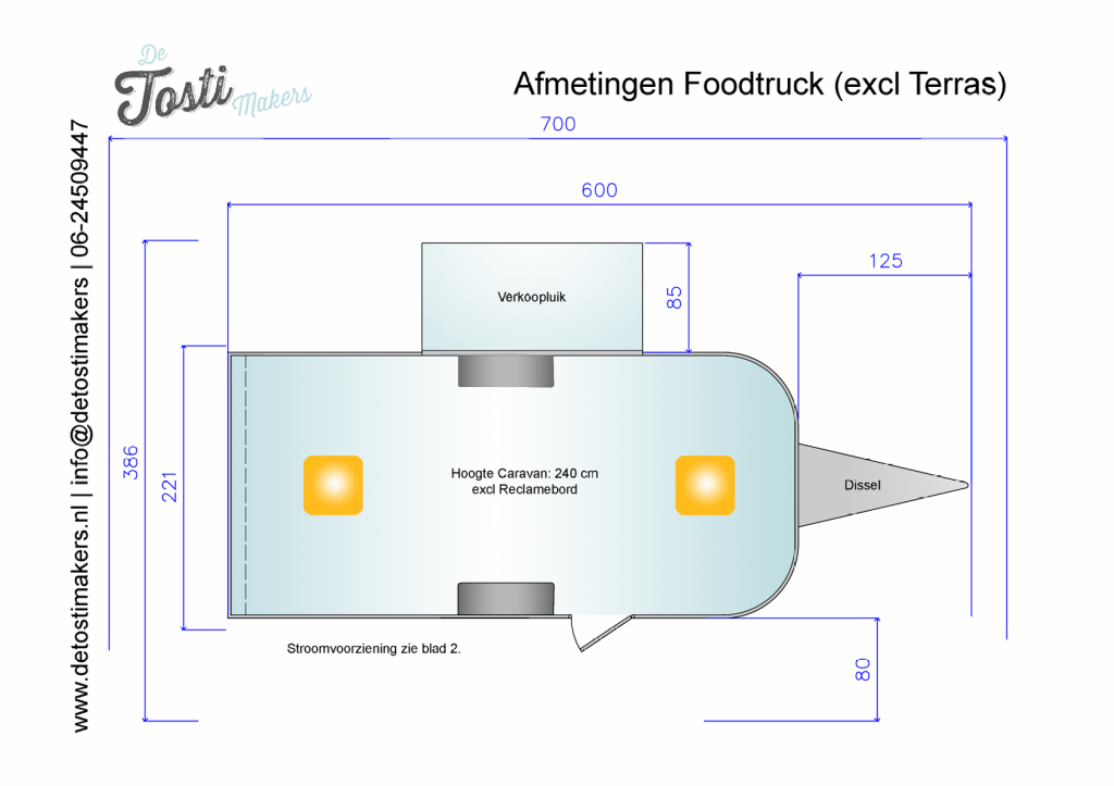 afmetingen foodtruck De Tostimakers